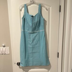 Brooks Brothers Aqua Striped Midi Dress